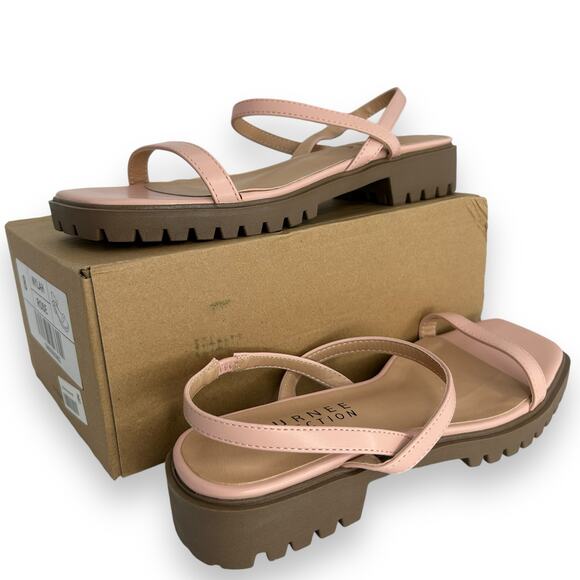 NEW Journee Sandals Size 8 Minimalist Y2K Millennial Pink Chunky Sandals Size 8 - Picture 2 of 11